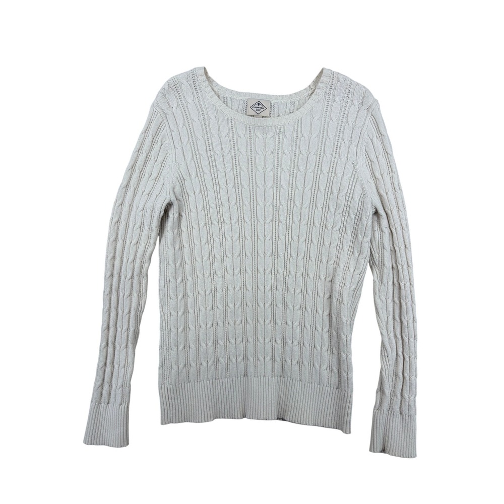 y2k Gilmore Girls vibe Knit sweater off white size L Coquette cottage cozy